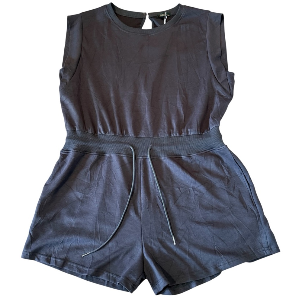 Ofeefan Cap Sleeve‎ Romper Sz-XX Large in a Violet/Gray Drawstring Waist Stretch